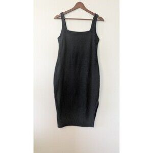 Beyond Yoga Spacedye Icon Midi Dress Darkest Night Black Charcoal Stretch Large